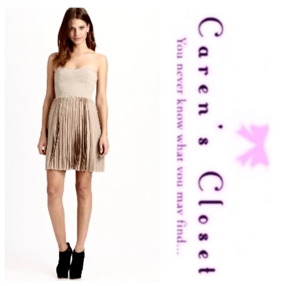 BCBG MaxAzriaTaupe Strapless Bustier Mini Dress - Picture 1 of 9